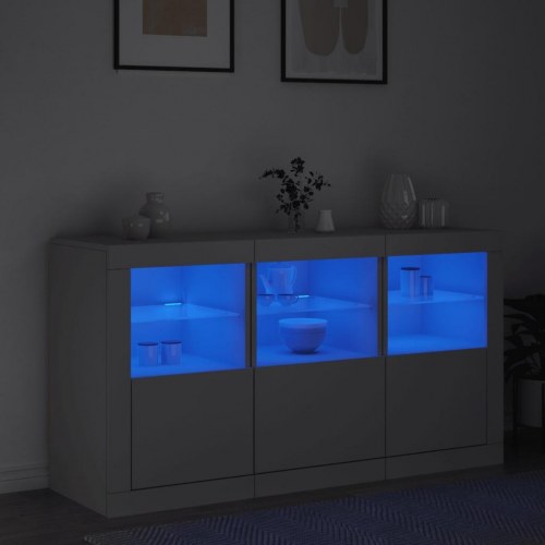 Skænk med LED-lys 123×37×67 cm - hvid