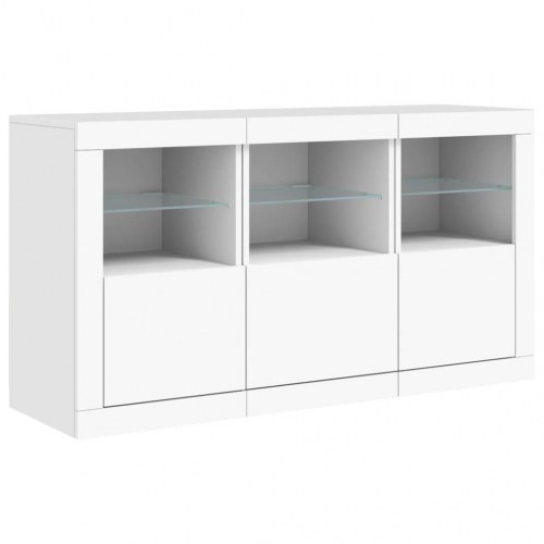 Skænk med LED-lys 123×37×67 cm - hvid