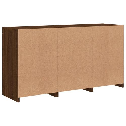Skænk med LED-lys 123x37x67 cm brun egetræsfarve