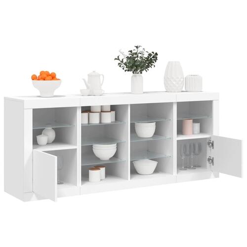 Skænk med LED-lys 163x37x67 cm hvid