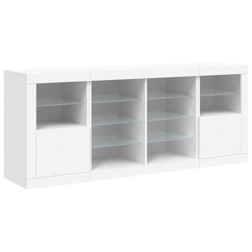 Skænk med LED-lys 163x37x67 cm hvid