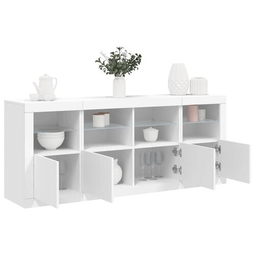 Skænk med LED-lys 163x37x67 cm hvid