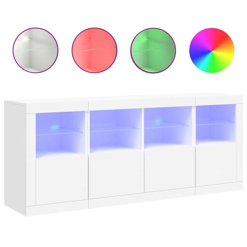 Skænk med LED-lys 163x37x67 cm hvid