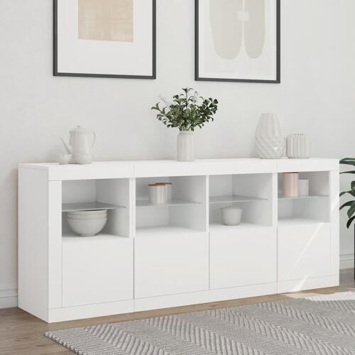 Skænk med LED-lys 163x37x67 cm hvid