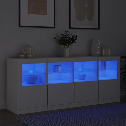 Skænk med LED-lys 163x37x67 cm hvid