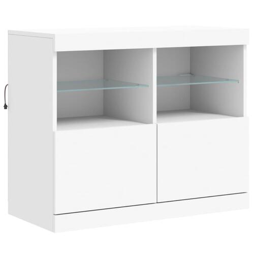 Skænk med LED-lys 163x37x67 cm hvid