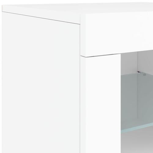 Skænk med LED-lys 163x37x67 cm hvid