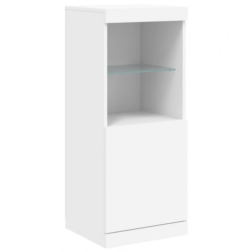 Skænke med LED-lys - 3 stk. i hvidt konstrueret træ, 123 × 37 × 100 cm
