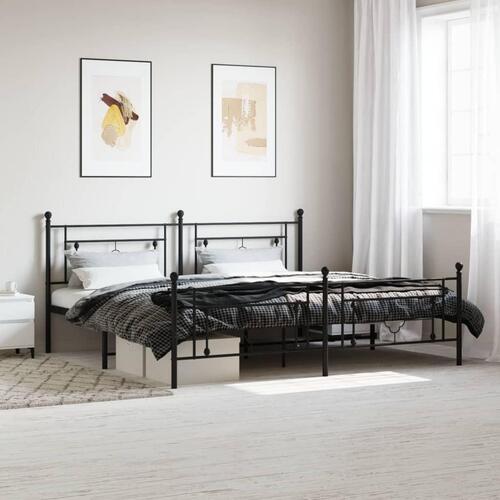 Sengeramme med sengegavl og fodgærde 193x203 cm metal sort