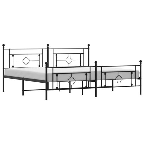 Sengeramme med sengegavl og fodgærde 193x203 cm metal sort