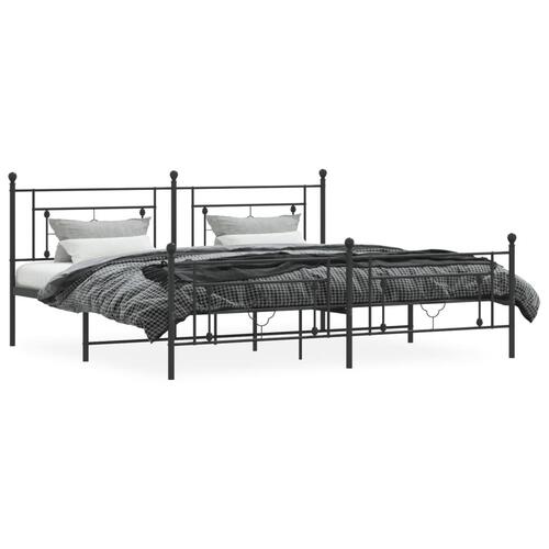 Sengeramme med sengegavl og fodgærde 193x203 cm metal sort