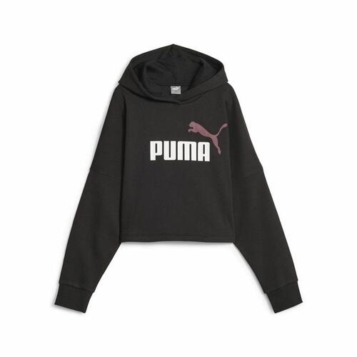 Sweatshirt til Børn Puma Ess Logo Croppedo Sort 15-16 år