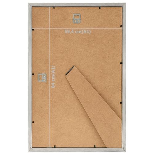 Billedrammer 5 stk. til væg eller bord 59,4x84 cm sølvfarvet
