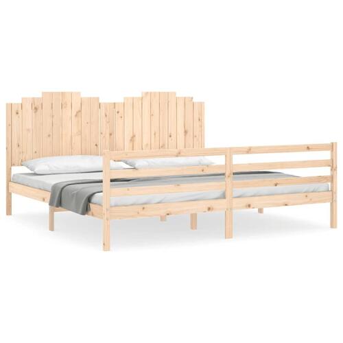 Sengeramme med sengegavl 200x200 cm massivt træ