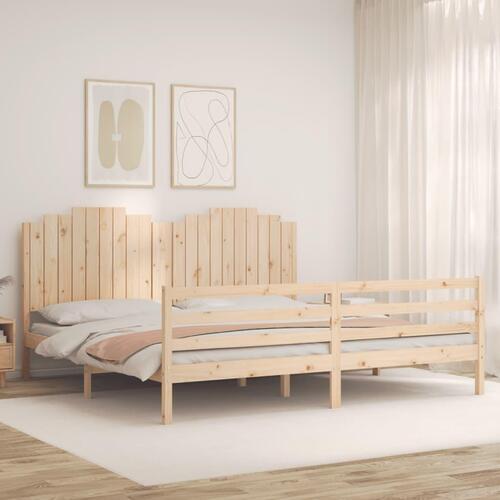 Sengeramme med sengegavl 200x200 cm massivt træ