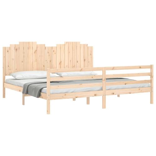 Sengeramme med sengegavl 200x200 cm massivt træ