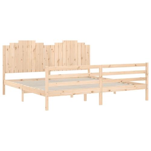 Sengeramme med sengegavl 200x200 cm massivt træ