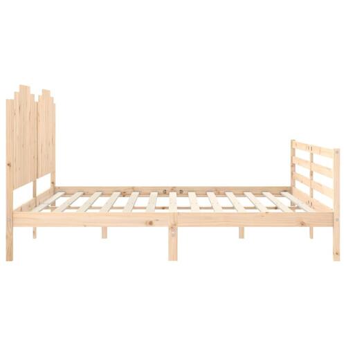 Sengeramme med sengegavl 200x200 cm massivt træ