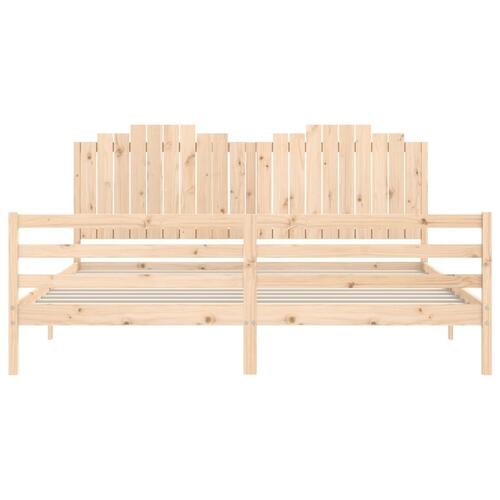 Sengeramme med sengegavl 200x200 cm massivt træ