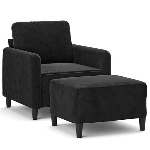 Sofastol med fodskammel 60 cm velour sort
