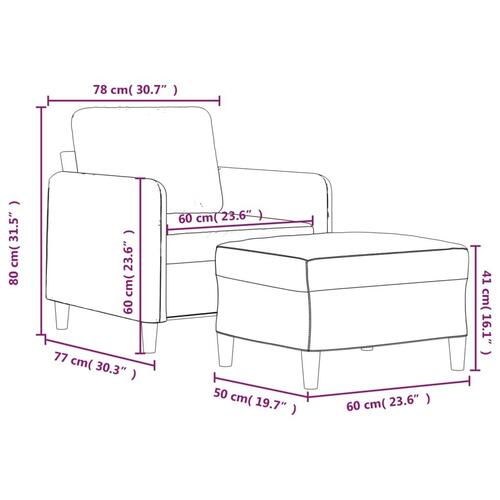 Sofastol med fodskammel 60 cm velour sort