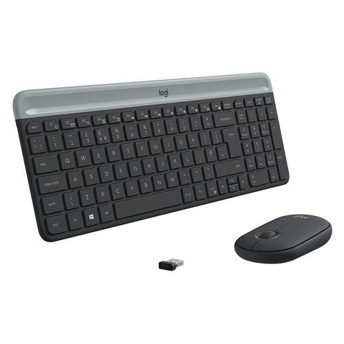 Tastatur og mus Logitech MK470 Grå Grafit Qwerty US