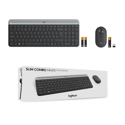 Tastatur og mus Logitech MK470 Grå Grafit Qwerty US