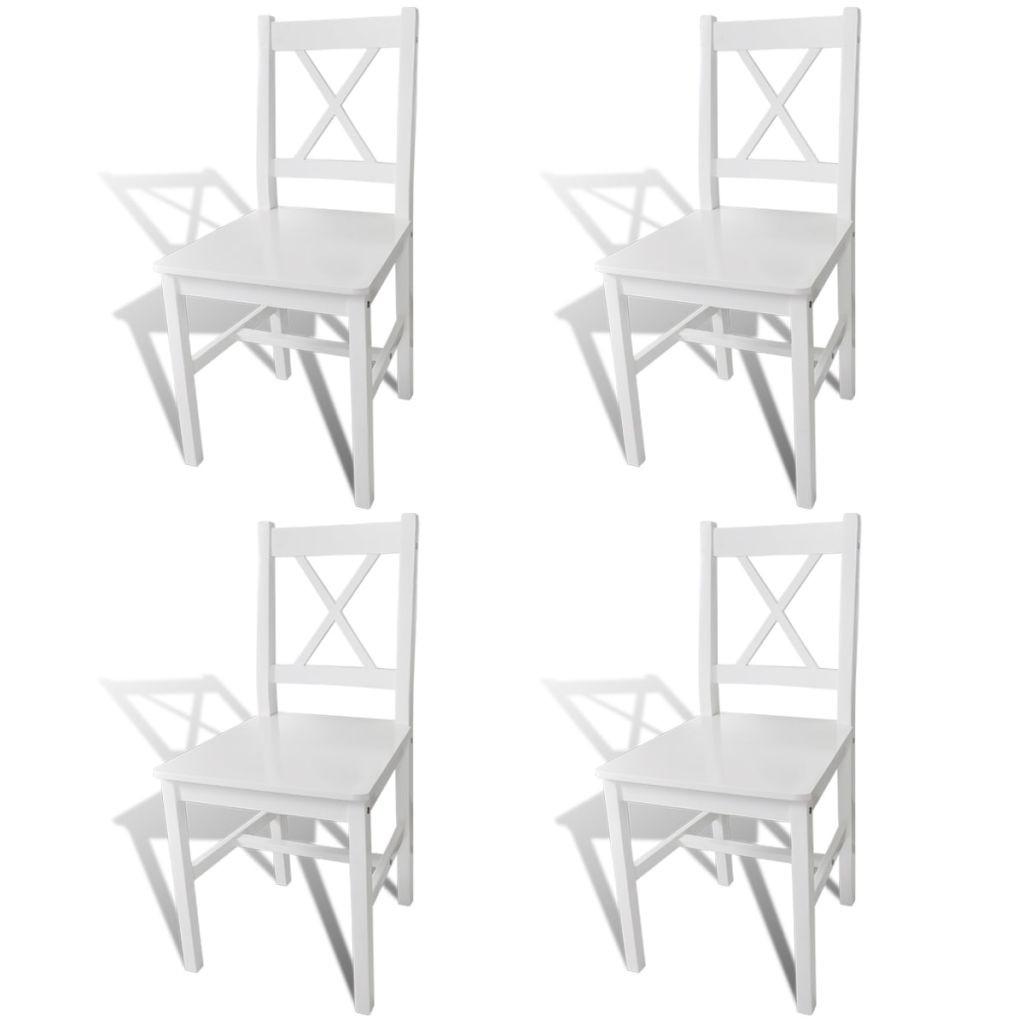 Spisebordsstole 4 stk. fyrretræ hvid