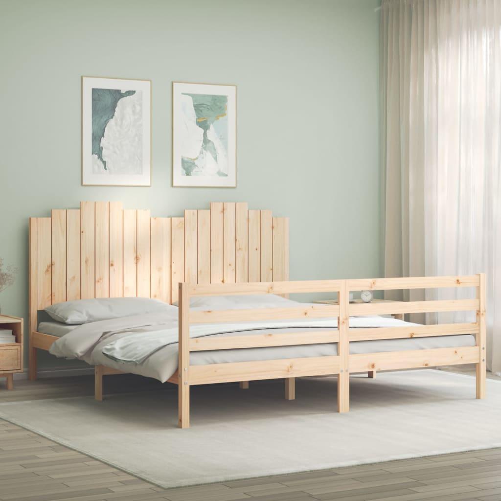Sengeramme med sengegavl Super King Size massivt træ