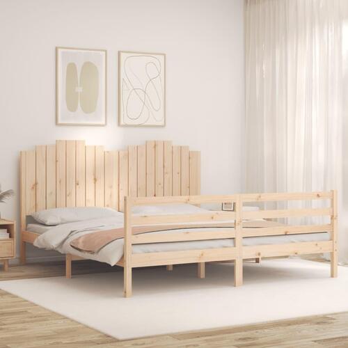 Sengeramme med sengegavl Super King Size massivt træ