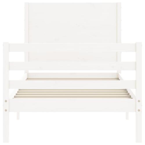 Sengeramme med sengegavl 100x200 cm massivt træ hvid