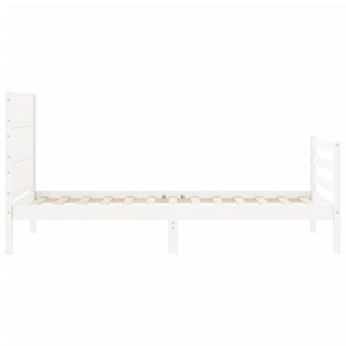 Sengeramme med sengegavl 100x200 cm massivt træ hvid