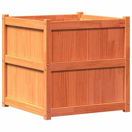 Plantekasse 70x70x70 cm massivt fyrretræ gyldenbrun
