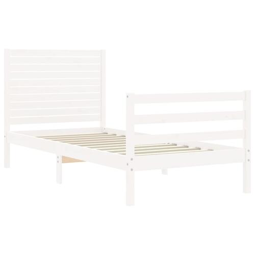 Sengeramme med sengegavl 100x200 cm massivt træ hvid