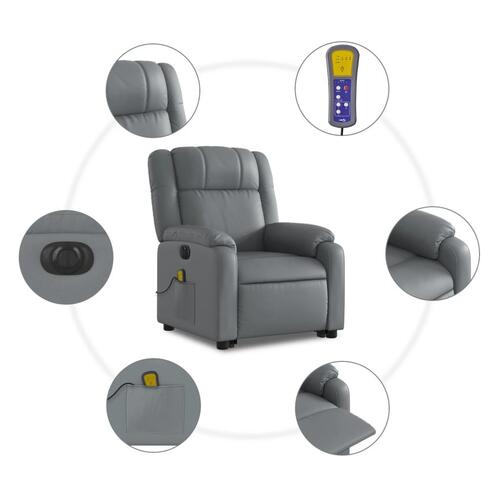 Massagestol med løftefunktion kunstlæder grå