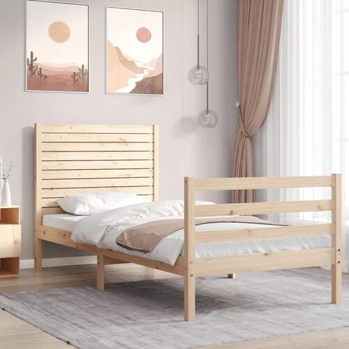 Sengeramme med sengegavl 100x200 cm massivt træ