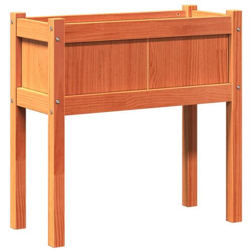 Plantekasse med ben 70x31x70 cm massivt fyrretræ gyldenbrun