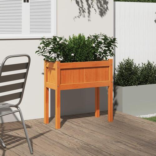 Plantekasse med ben 70x31x70 cm massivt fyrretræ gyldenbrun