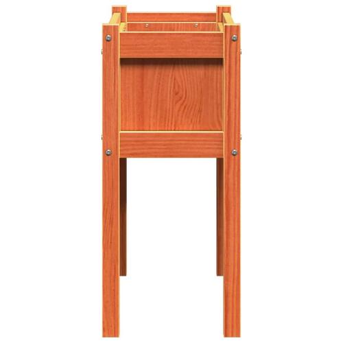 Plantekasse med ben 70x31x70 cm massivt fyrretræ gyldenbrun