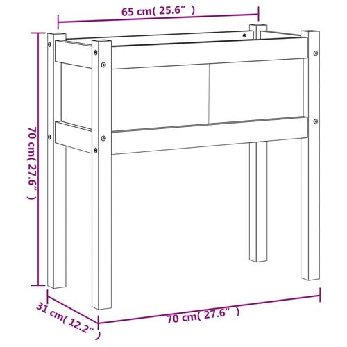 Plantekasse med ben 70x31x70 cm massivt fyrretræ gyldenbrun