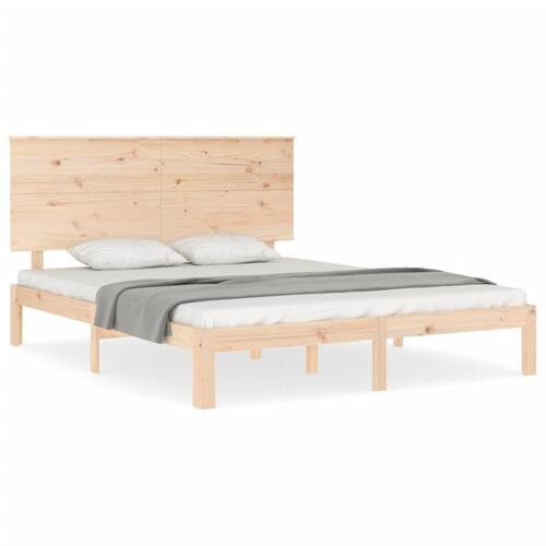 Sengeramme med sengegavl kingsize massivt træ