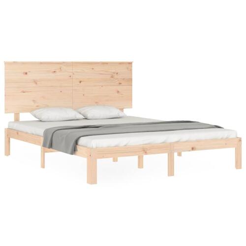 Sengeramme med sengegavl kingsize massivt træ