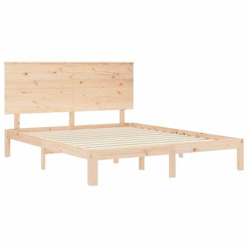 Sengeramme med sengegavl kingsize massivt træ