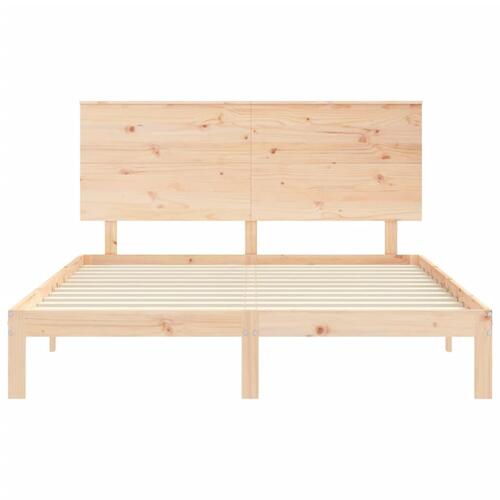 Sengeramme med sengegavl kingsize massivt træ