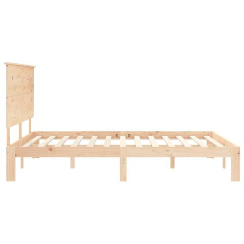 Sengeramme med sengegavl kingsize massivt træ