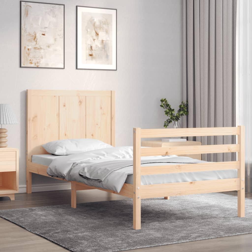 Sengeramme med sengegavl 100x200 cm massivt træ