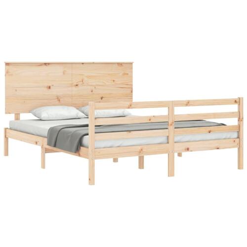 Sengeramme med sengegavl kingsize massivt træ