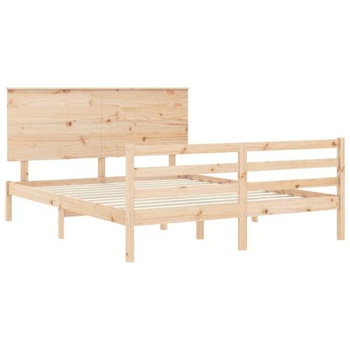 Sengeramme med sengegavl kingsize massivt træ