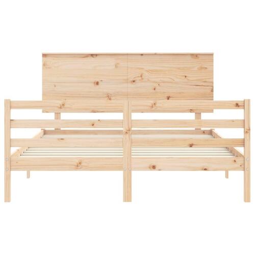 Sengeramme med sengegavl kingsize massivt træ