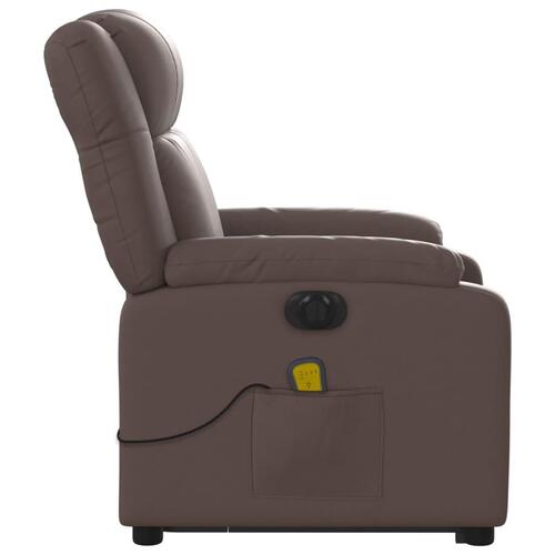Massagestol med løftefunktion kunstlæder brun